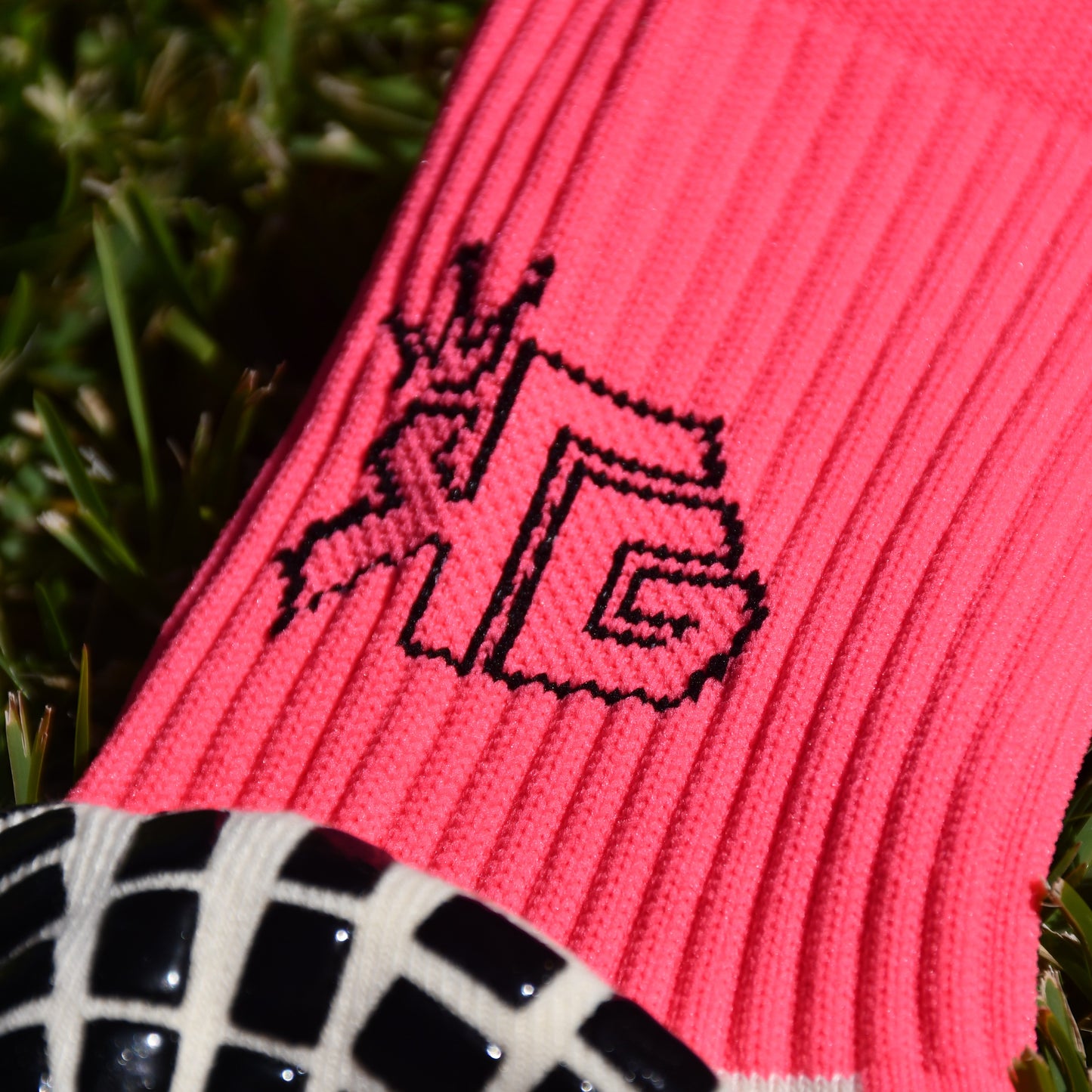 Pink Paradise Black Logo Grip Socks